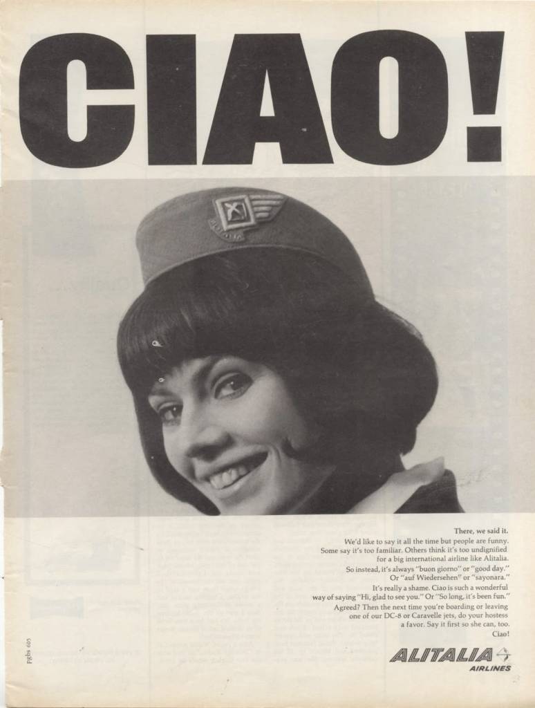 CIAO-Alitalia-June-1965-vintage stewardess ad thechicflaneuse