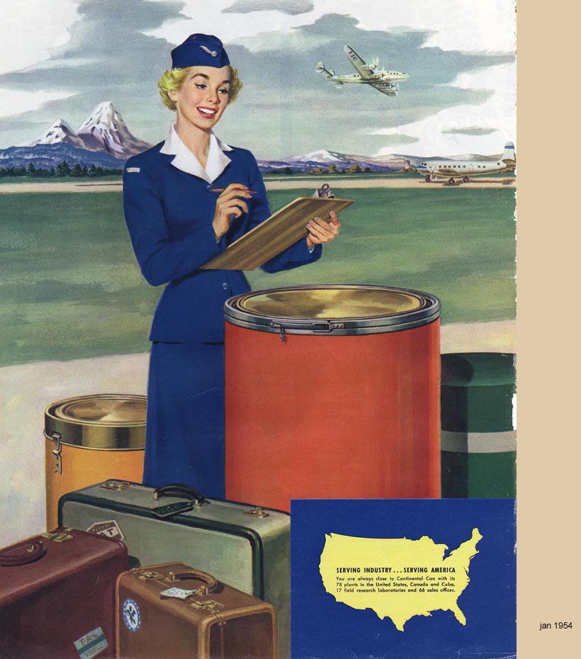 Continental-Can-Serving-America-January-1954- vintage stewardess ad thechicflaneuse