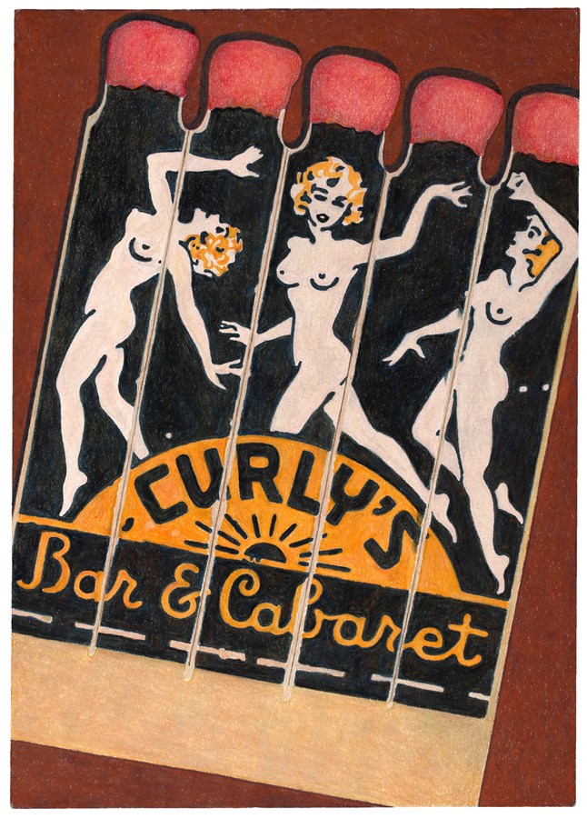 Curly's Bar & Cabaret Matchbooks, 2016© Aaron Kasmin, Courtesy of Sims Reed Gallery