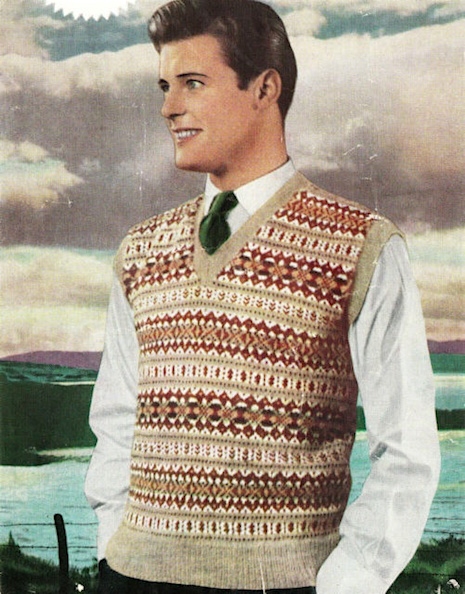 Roger Moore as knitwear model in the 50s - the chicflaneuse