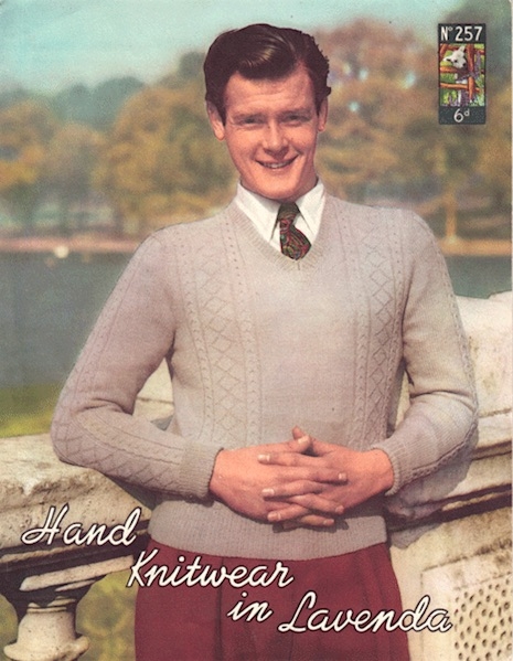 Roger Moore as knitwear model in the 50s - the chicflaneuse