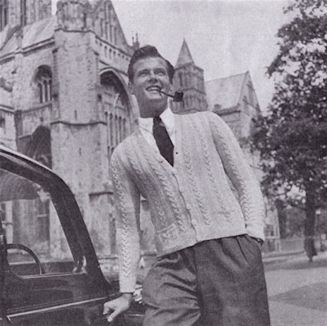 Roger Moore as knitwear model in the 50s - the chicflaneuse