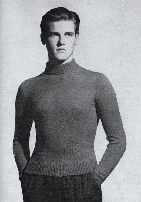 Roger Moore as knitwear model in the 50s - the chicflaneuse