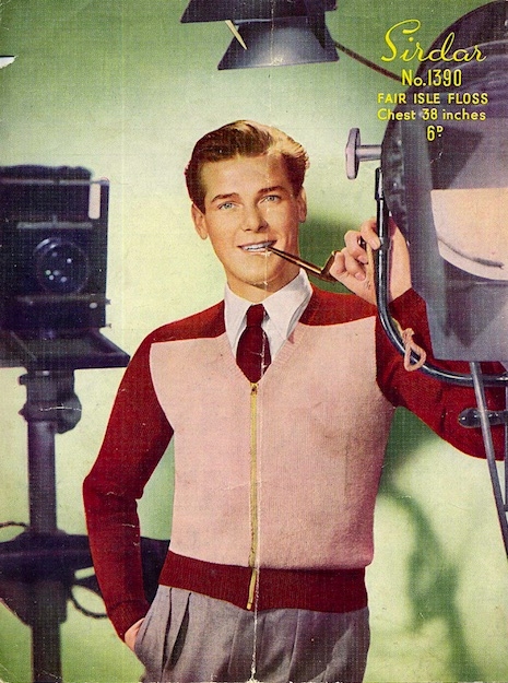 Roger Moore as knitwear model in the 50s - the chicflaneuse