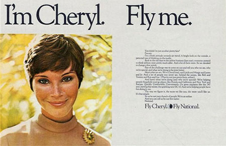 fly me cheryl vintage ad stewardess-thechicflaneuse