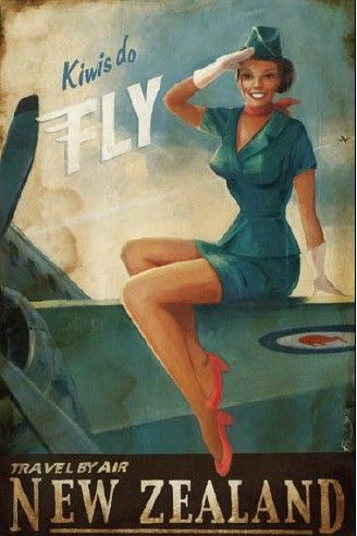 fly new zealand vintage ad stewardess-thechicflaneuse