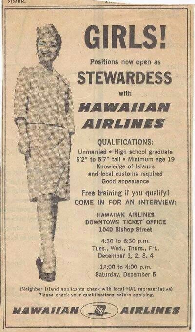 hawaian airlines stewardess recruitment vintage ad thechicflaneuse