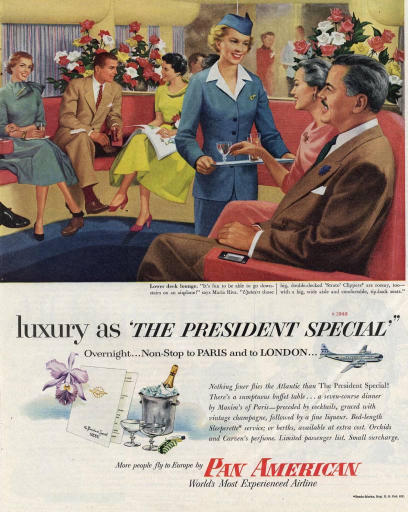 luxury-in-the-President-Special-Pan-American-Airlines-1949-stewardess-thechicflaneuse