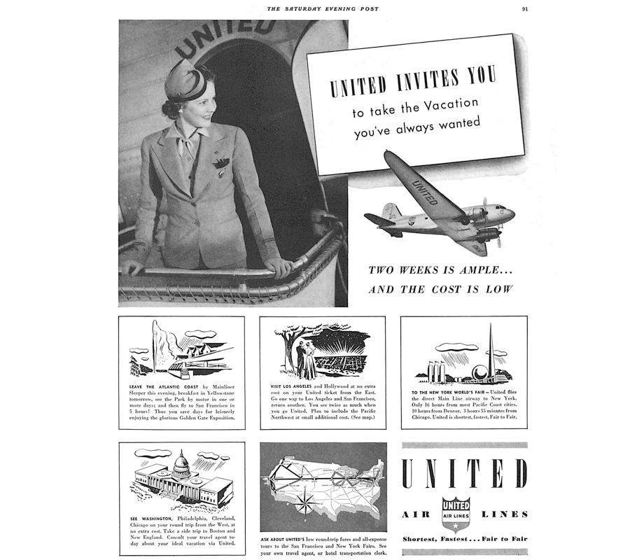 united airlines 1939 vintage ad the chicflaneuse