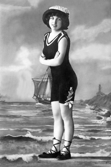 A Girl in A Bathing Costume, circa 1909. (Photo by Past Pix/SSPL/Getty Images)