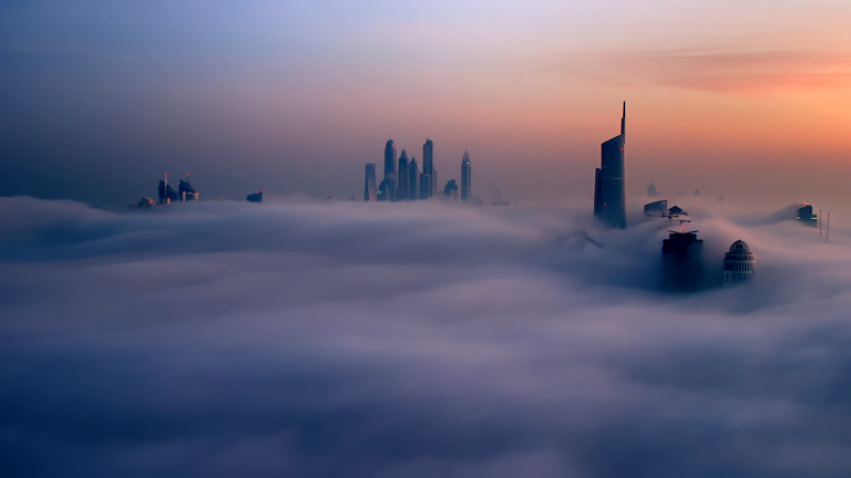 Awaken - Fog filmed in Dubai from a helicopter.