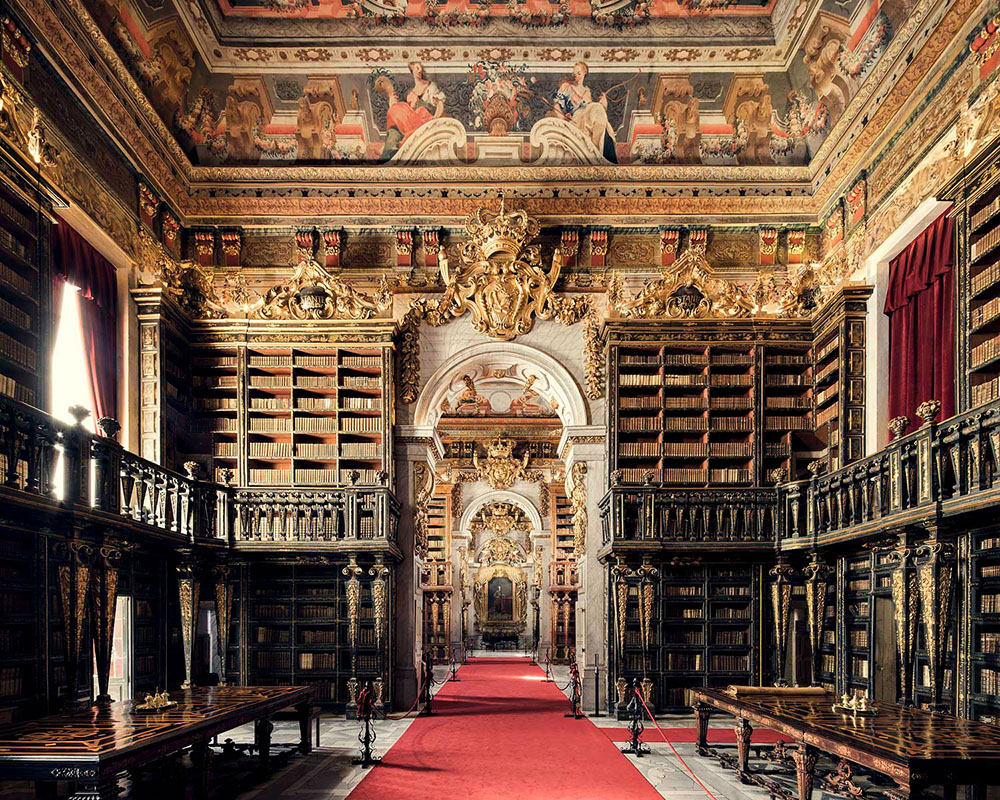 Joanina Library at University of Coimbra, built in XVIII century.